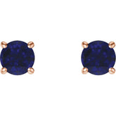 14K Rose 5 mm Lab-Grown Blue Sapphire Stud Earrings